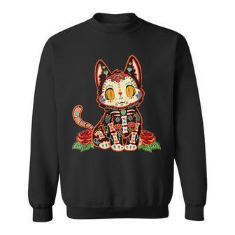Cat Dia De Los Muertos Jour Du Crâne De Sucre El Gato Mort Sweater e - Cadeauxyz