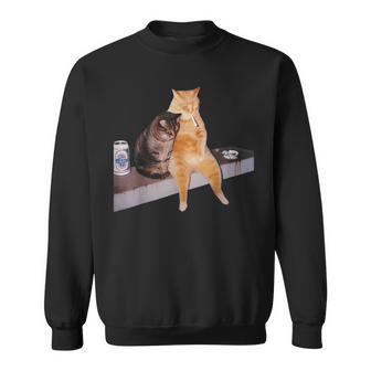 Cat Meme Cat Smoking Cigarette Sweatshirt - Thegiftio UK