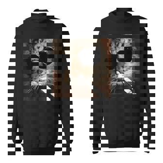 Cat Meme Wearing Sunglass And Smoking Cigarette Gangster Cat Sweatshirt - Monsterry