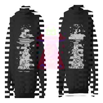 Cat Ufo Cute Kitty Kawaii Space Pink Spaceship Alien Sweatshirt - Thegiftio
