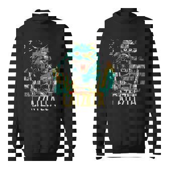 Catzilla ビンテージ 面白い かわいい 猫 アート スウェットシャツ - Kawaiitshirt