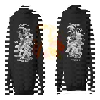 Chien Boxer Aquarelle Avec Fleurs Sweater e - Cadeauxyz