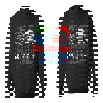 Christmas In July Summer Beach Hawaii Santa Usa Flag Mens Sweatshirt | Mazezy