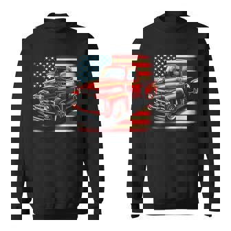 Classic Old Pickup Truck 4Th Of July Patriotic American Flag Sweatshirt - Monsterry