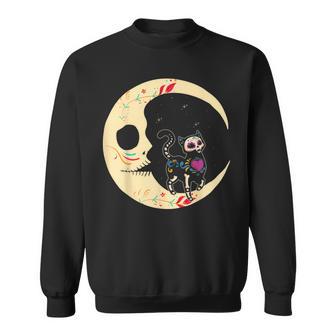 Crâne Enucre Cat & Moon Dia De Los Muertos Jour Des Morts Sweater e - Cadeauxyz