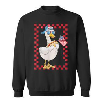 Cute America Goose 4Th Of July Toddler Us Flag Patriotic Boy Sweatshirt - Thegiftio UK