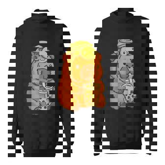 Cute Capybara And Turtle Backpack Boba Tea Kawaii Capibara Sweatshirt - Thegiftio