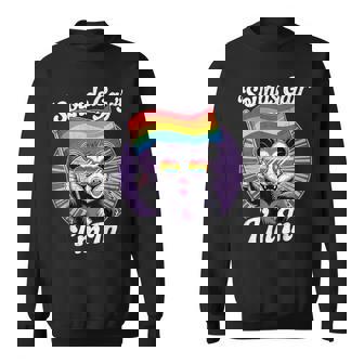 Cute Lgbtq Possum Holding Flag With Sounds Gay Quote Sweatshirt - Monsterry