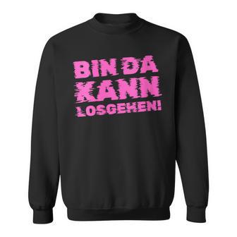 Damen Bin Da Kann Losgehen Lustiger Damenpruch Mit-Ausschnitt Sweatshirt - Geschenkecke