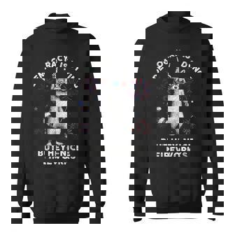 Democracy Is Dying But Hey Nice Firework Raccoon 4Th Of July Sweatshirt - Monsterry