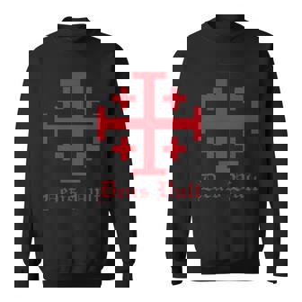 Deus Vult Jerusalem Cross Order Of The Holy Sepulchre Knight Sweatshirt - Monsterry