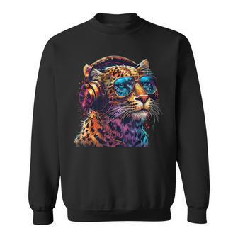 Dj Leopard Edm テクノハウス ダンスクラブ 音楽ヘッドフォン スウェットシャツ - Kawaiitshirt