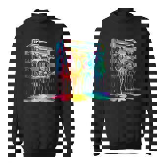 Dripping Paint Boombox Old School 80S Music Hip Hop Sweatshirt | Mazezy