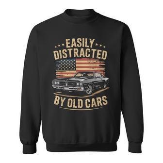 Easily Distracted By Old Cars Classic Car Guy Vintage Sweatshirt - Thegiftio UK