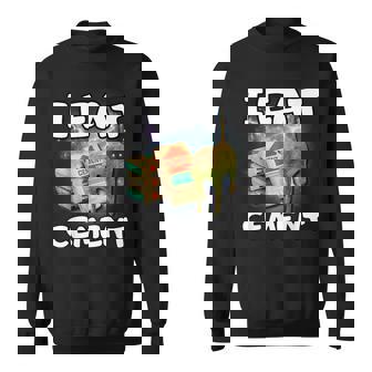 I Eat Cement Cursed Cat Weirdpecific Meme Sweatshirt - Seseable