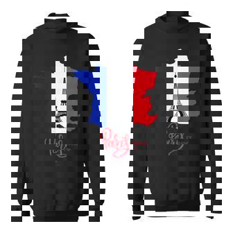 Enjoy Travel Paris France Flag & Eiffel Tower Graphic スウェットシャツ - Kawaiitshirt