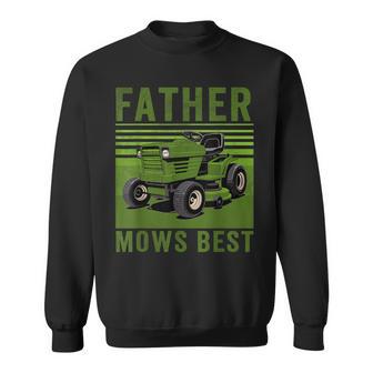 Father Mows Best Riding Mower Vintage Mowing Dad Sweatshirt - Thegiftio UK