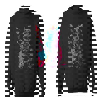 Feline Groove ロックギター 猫デザイン 音楽愛好家向け スウェットシャツ - Kawaiitshirt