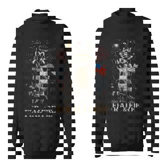 Feral But Free Fireworks Feral Summer Raccoon 4Th Of July Sweatshirt - Thegiftio UK