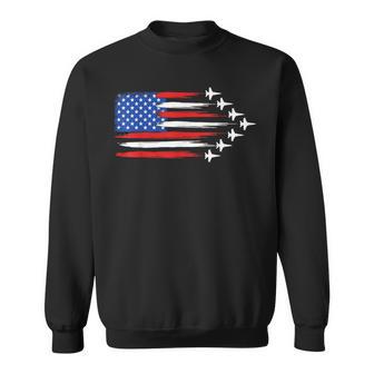 Fighter Jet Airplane American Flag Fighter Jets 4Th Of July Sweatshirt - Thegiftio UK