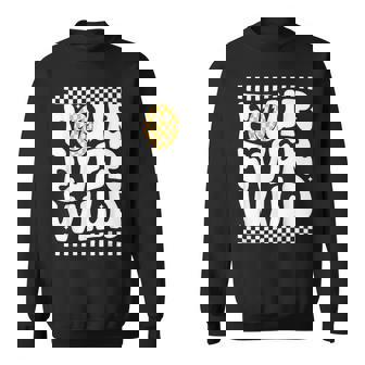 Four Ever Wild 4 Year Old Birthday Happy Dude Checkered Sweatshirt - Thegiftio