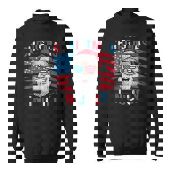 Fourth Of July Christmas Us Flag Sunglasses Santa Xmas 2025 Sweatshirt - Monsterry