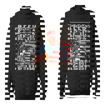 Fourth Of July Trump Bbq Beer And Freedom Red White Blue Sweatshirt | Mazezy