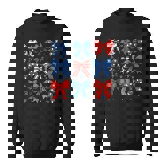 4Th Of July Red White And Blue American Coquette Bows Sweatshirt - Thegiftio UK