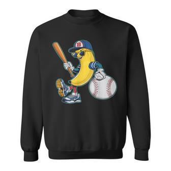 Banana Playing Baseball Bananas Fruit Baseball Player Sweatshirt - Thegiftio UK