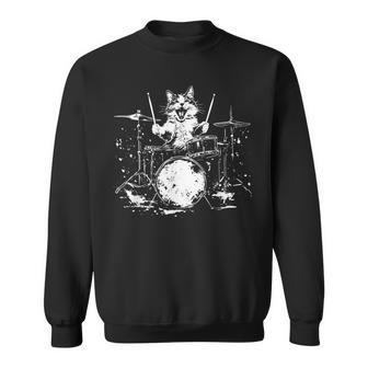 Cat Drummer Drums Drumming Music Lover Sweatshirt - Thegiftio UK