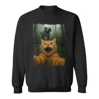 Cat Selfie With T-Rex Dinosaur Sweatshirt - Thegiftio UK