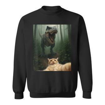 Cat Selfie With T-Rex Dinosaur Sweatshirt - Thegiftio UK