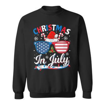 Christmas In July Summer Beach Hawaii Santa Usa Flag Sweatshirt - Thegiftio UK