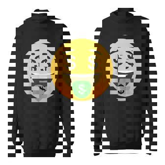 Emoticon Dollar Mouth Face With Money Sign Eyes Rich Sweatshirt | Seseable FR