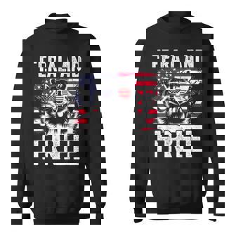 Feral And Free Racoon Boy Usa Flag 4Th Of July Sweatshirt - Monsterry