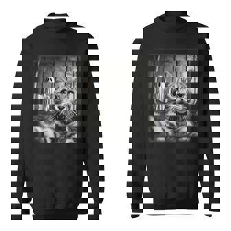 Halloween Cat Selfie With Spooky Ghost Cat Lovers Sweatshirt - Thegiftio