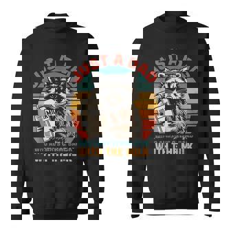 Just A Dad Who Always Came Back With The Milk Raccoon Sweatshirt - Thegiftio UK