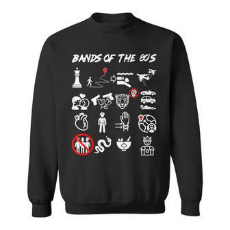 Nerdy Iconic Pop Rock Bands Of The 80S White Sweatshirt - Thegiftio UK