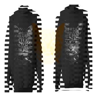 Smoking Cat Cigarette Kitty Gen Z Meme Cat Lover 2025 Sweatshirt - Thegiftio