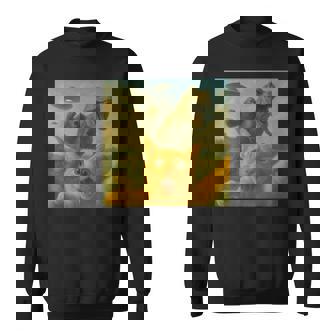 Surprised Scared Cat Selfie T-Rex Dinosaur Bigfoot Ufo Sweatshirt - Monsterry