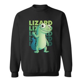 Weirdcore Lizard Meme Derpy Reptile Animal Humor Sweatshirt - Monsterry