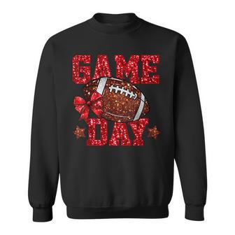 Game Day Football Red Coquette Bow Team Spirit Touchdown Sweatshirt - Thegiftio UK