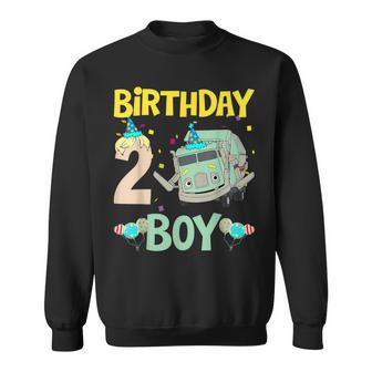 Garbage Truck 2Nd Birthday Boy Recycling Trash Family Sweatshirt - Thegiftio UK