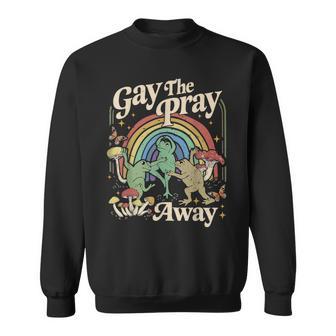 Gay The Pray Away Retro Gay Frog Lgbtq Pride Sweatshirt - Thegiftio UK