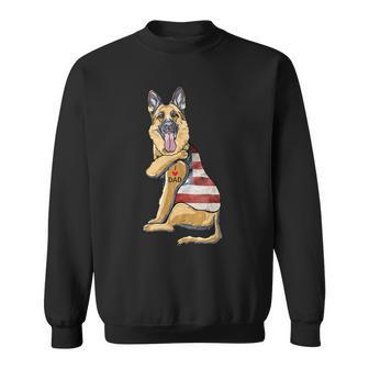 German Shepherd Tattoo Dog I Love Dad Fathers Day Sweatshirt - Monsterry