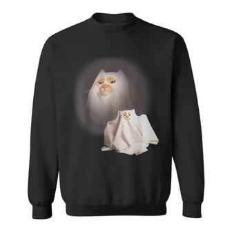 Ghost Cat Ghost Kitten Cat Meme Halloween Sweatshirt - Thegiftio UK