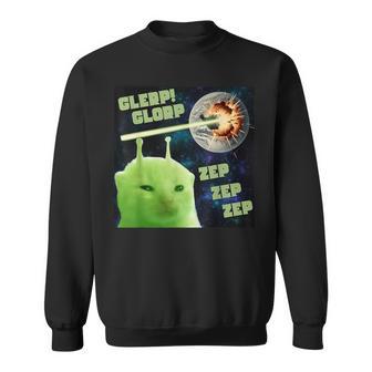 Glerp Glorp Zep Zep Cat Silly Alien Meme Cat Meme Brainrot Sweatshirt - Thegiftio UK