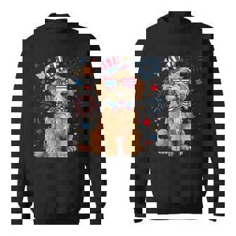Goldendoodle Patriotic 4Th Of July Golden Doodle Dog Us Flag Sweatshirt - Monsterry