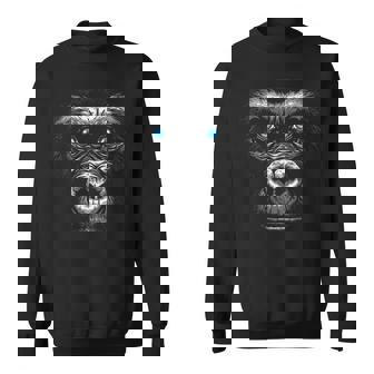 Gorilla Dibujo Retrato Animal Ojos Azules Gráfico Mono Camisa de entrenamiento - Regaloses