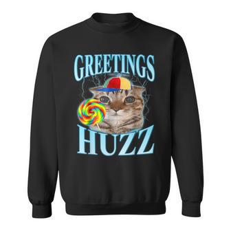 Greetings Huzz Gen Z Gen Alpha Silly Cat Vintage Sweatshirt - Thegiftio UK